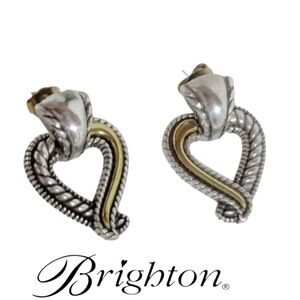 VTG BRIGHTON SILVER & GOLD TONE HEART EARRINGS